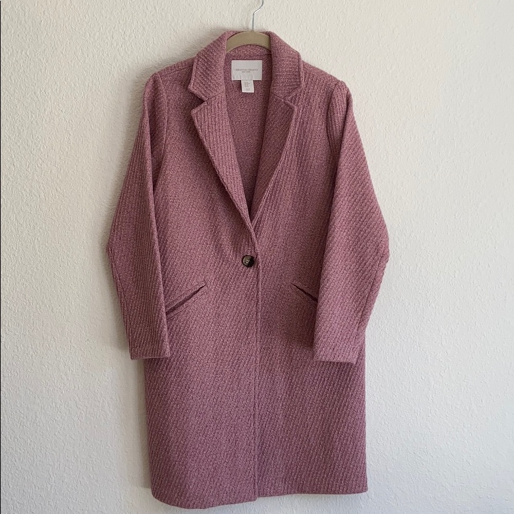 Christian Siriano one button twill texture coat